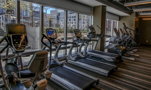 a gym with exercise equipment