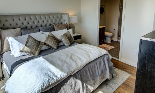 spacious bedroom with private bathroom